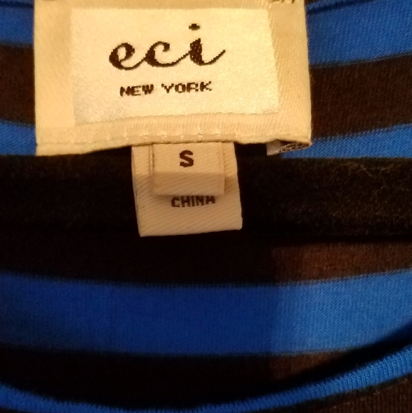 ECI Striped blue and black fit and flare stretch dress size Small - Picture 3 of 5